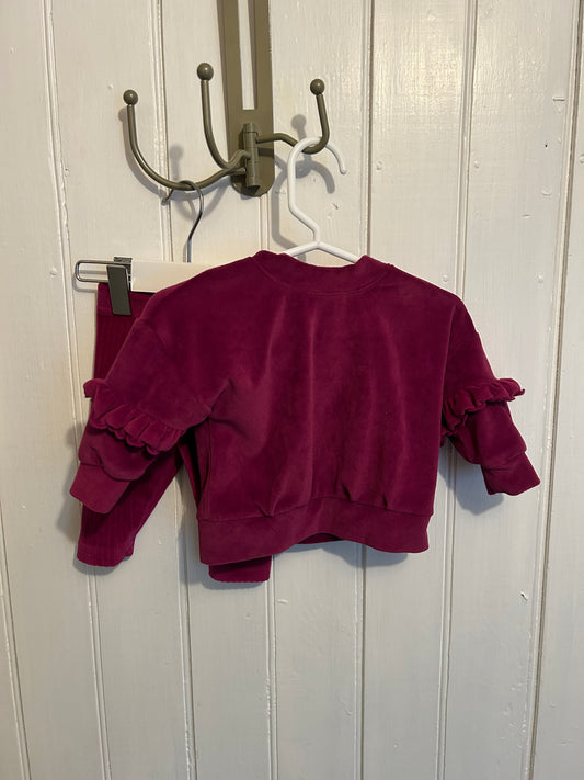 George 0/3m purple velvet sweater set