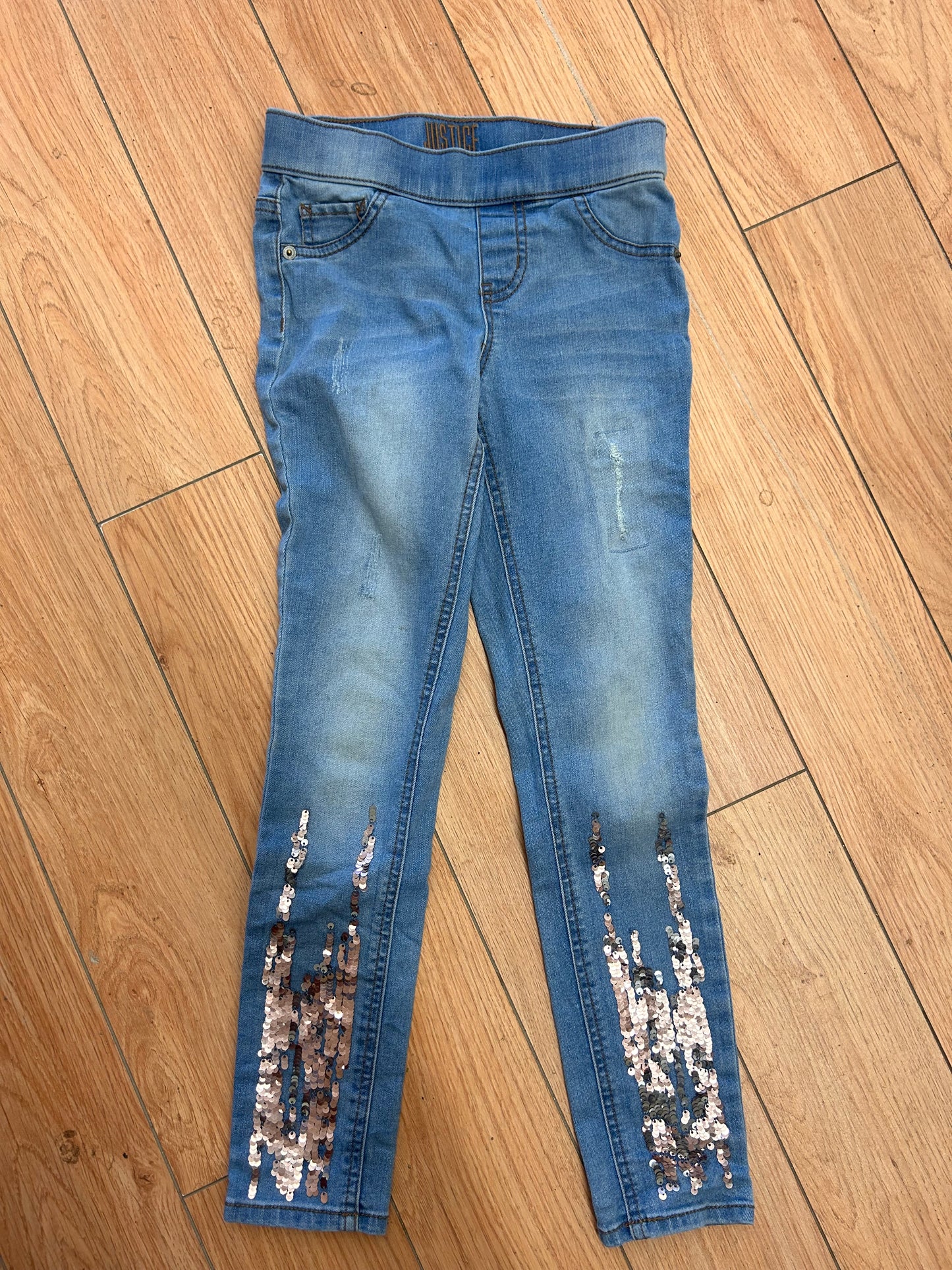 Justice 8 light wash sequin jeans