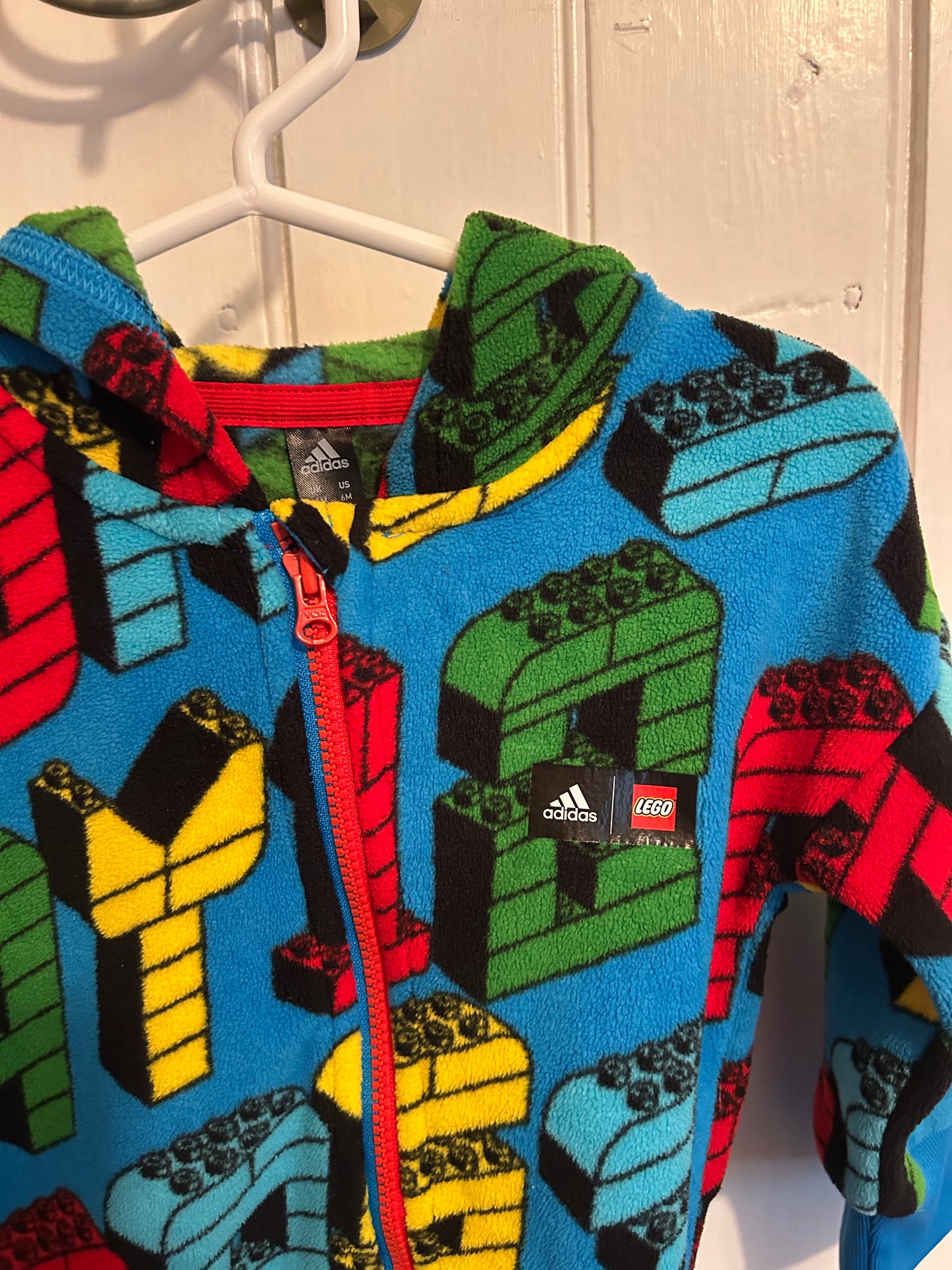 Adidas x Lego 3/6m fleece zip up sweater romper