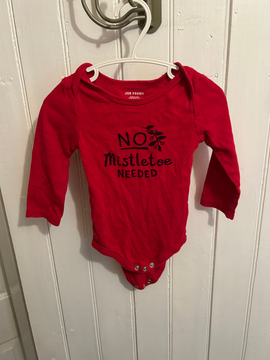Joe fresh 12/18m red mistletoe onesie