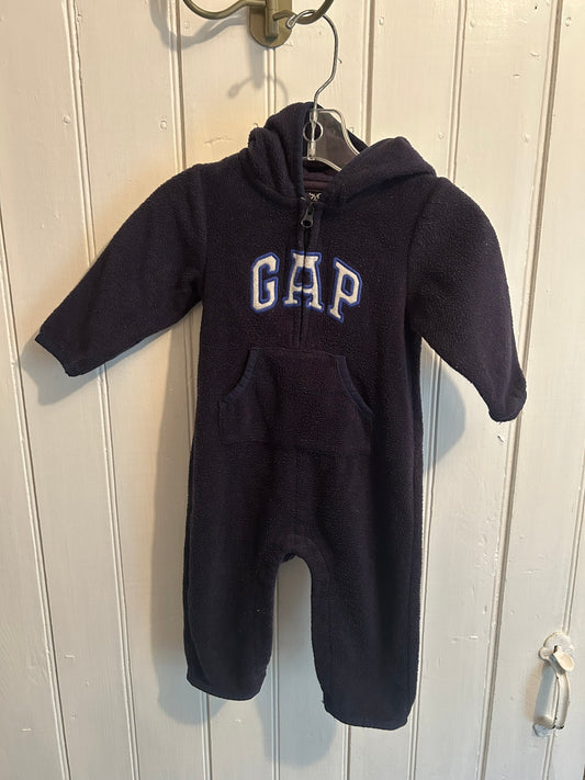 Gap 6/12m navy fleece romper