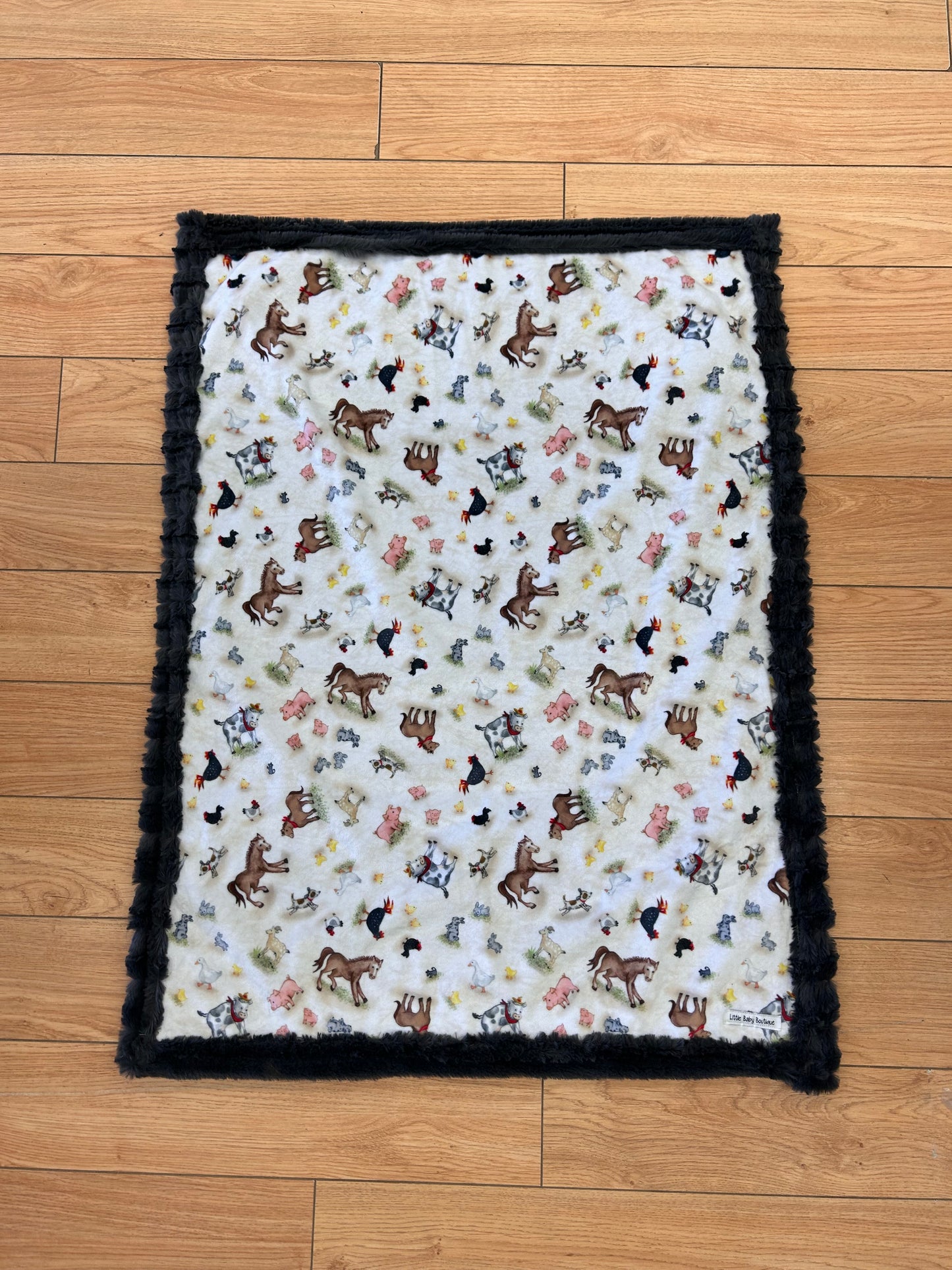 Farm print crib minkey blanket