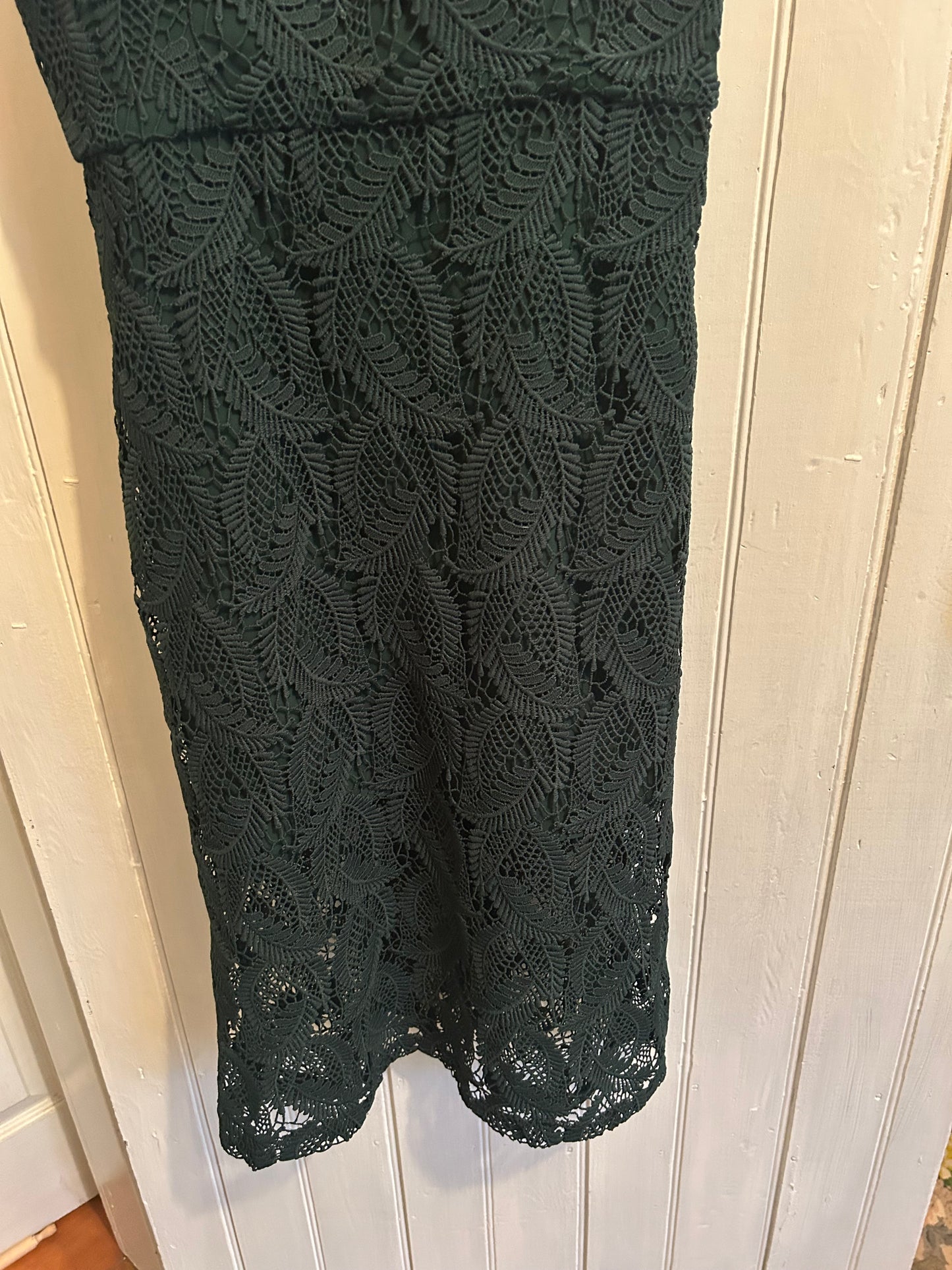 NEW RW&CO 0 dark green lace spaghetti strap midi dress