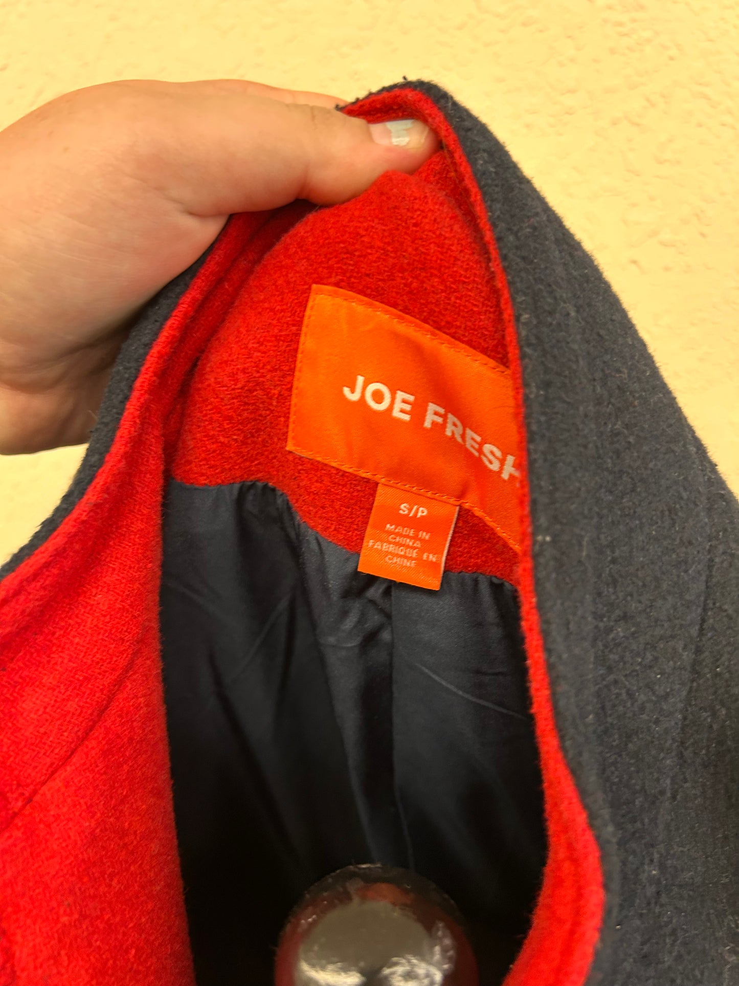 Joe fresh small navy blue felt jacket