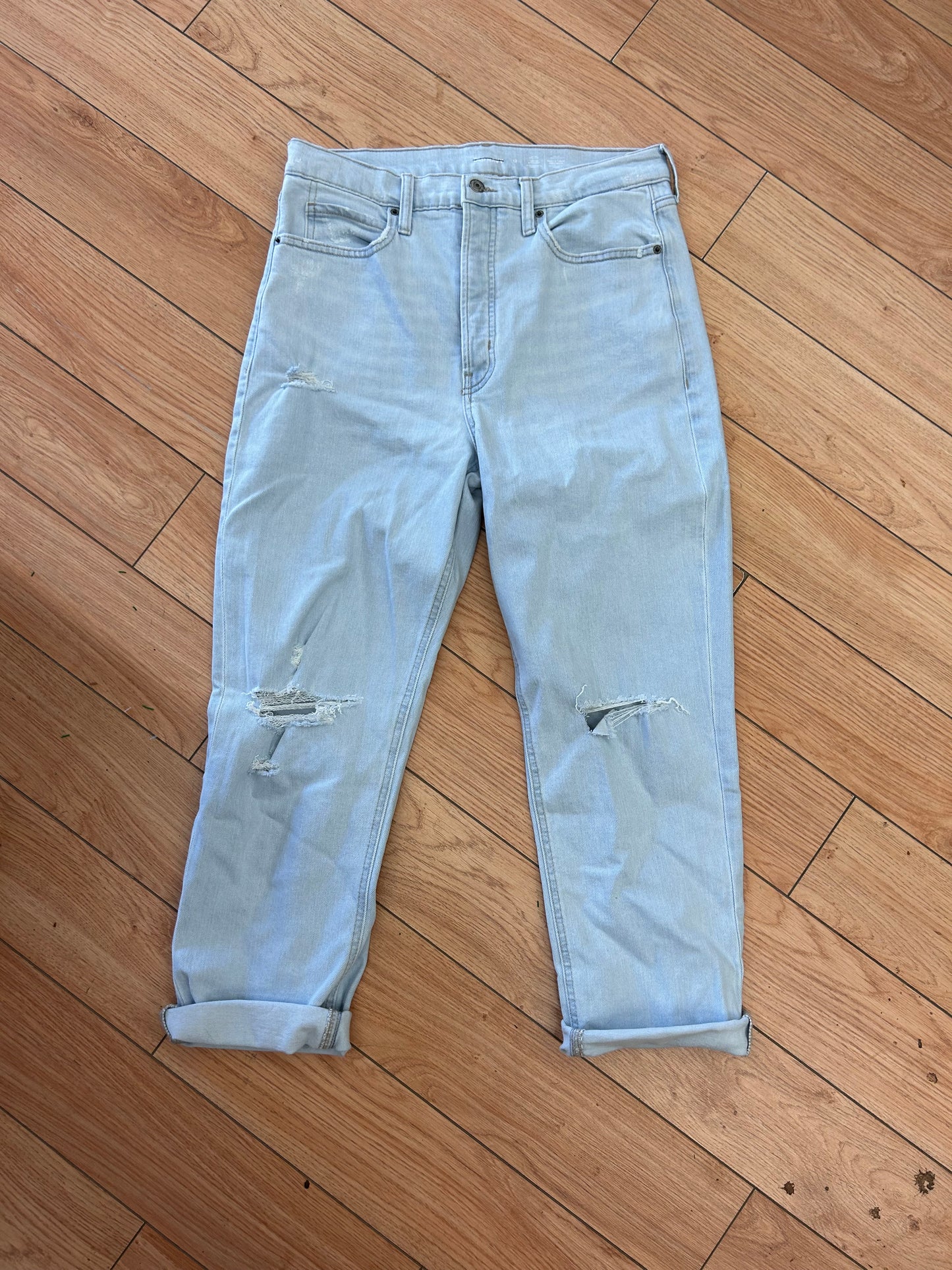 Old navy 12 light wash straight leg distressed jeans