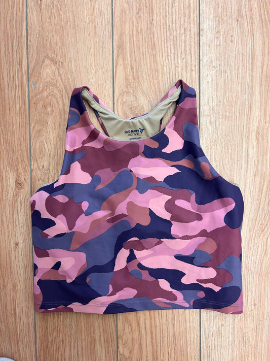 Old navy youth large pink camo cropped athletic tank