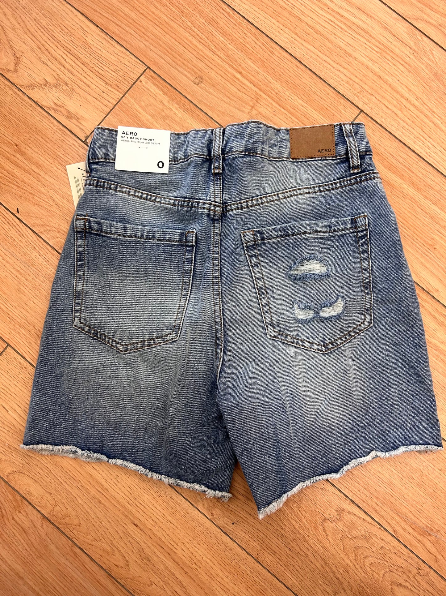 NEW Aeropostale 0 denim 90s baggy distressed shorts