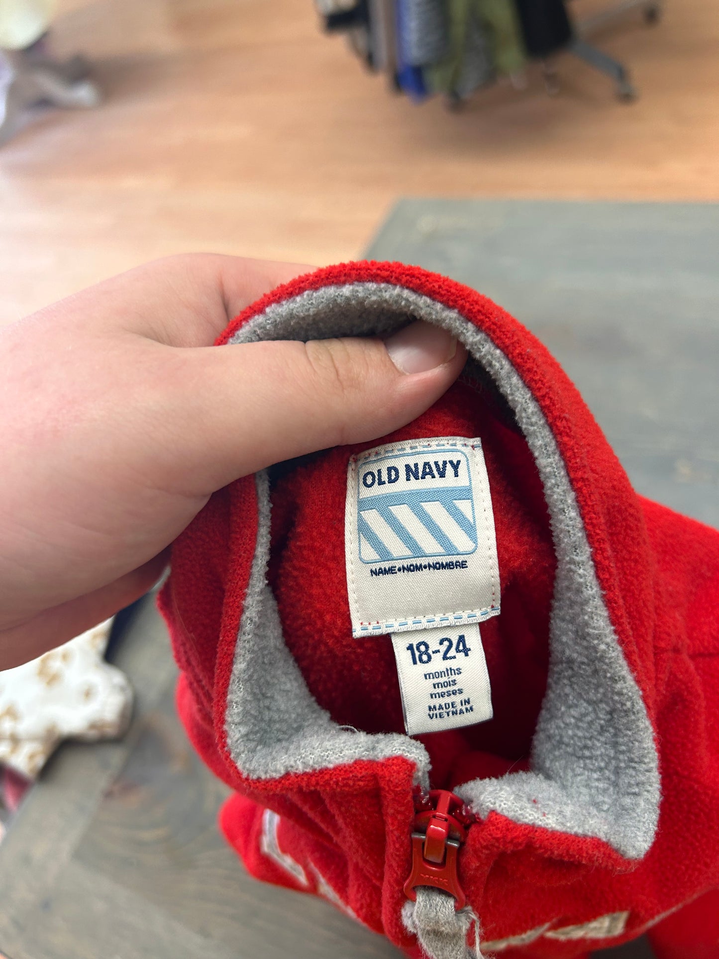 Old navy 18/24m red fleece quarter zip sweater