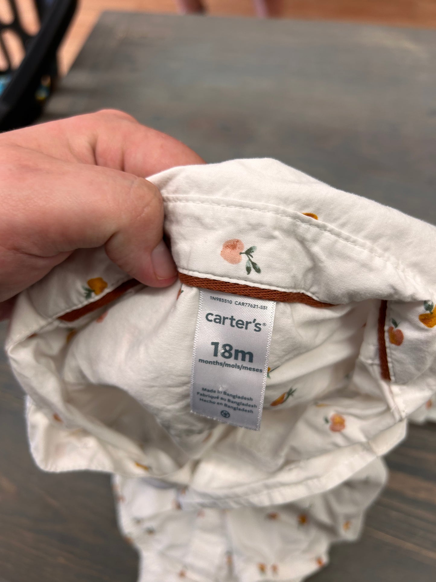 Carters 18m peach flannel onesie