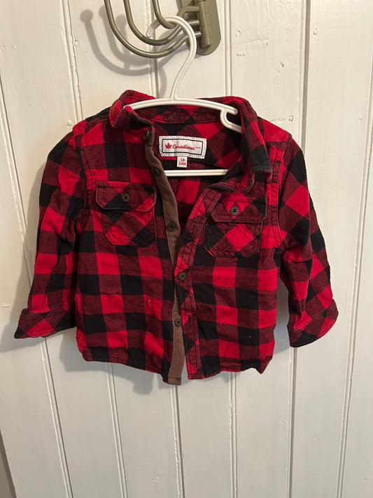 Canadian 18/24m red gingham flannel