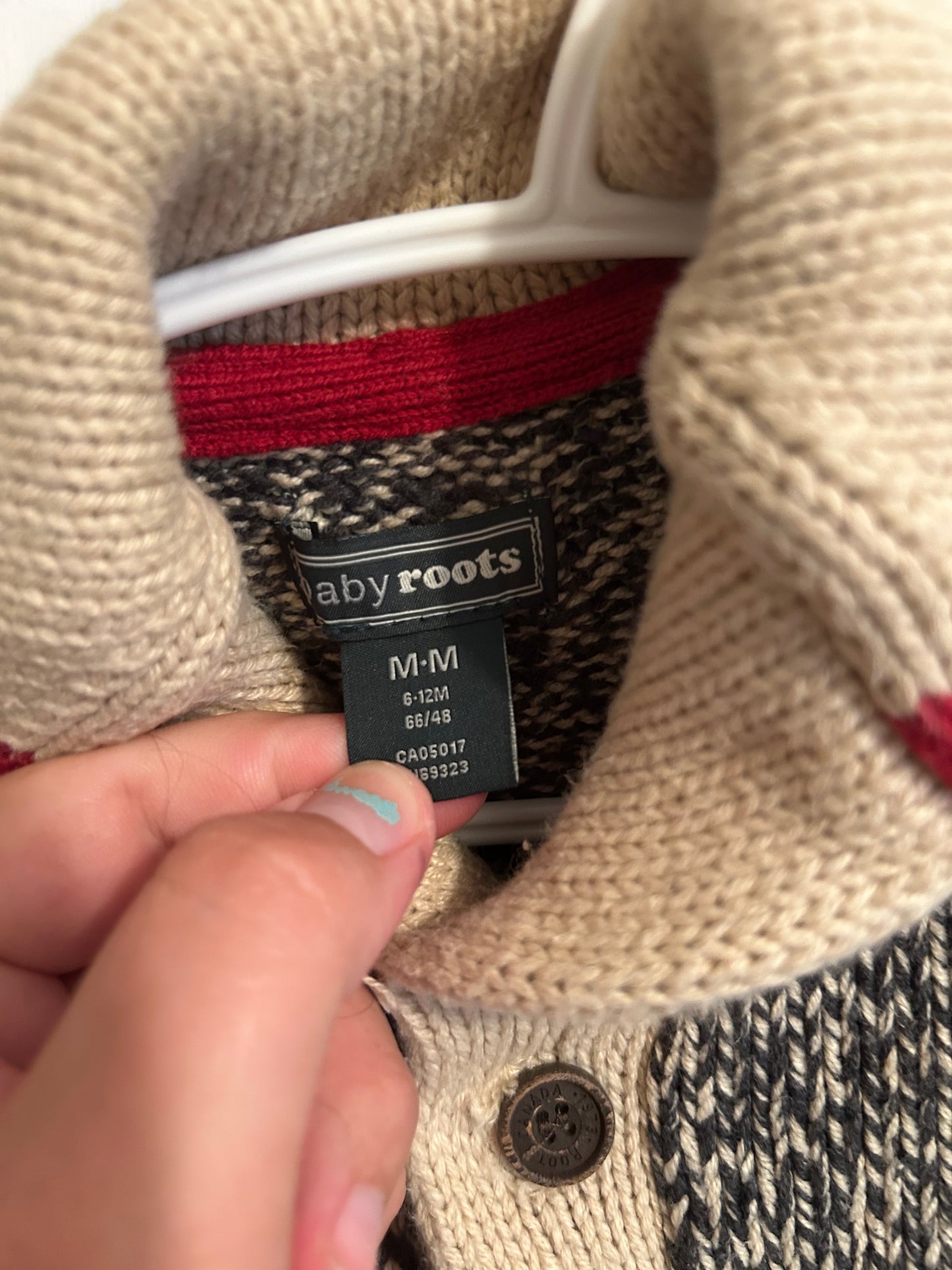 Roots 6/12m grey knit cabin cardigan