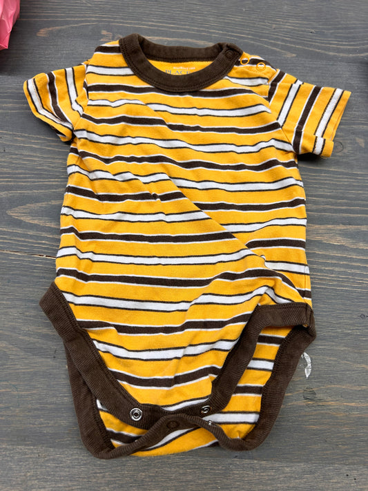 Children’s place 6/9m yellow & brown striped onesie