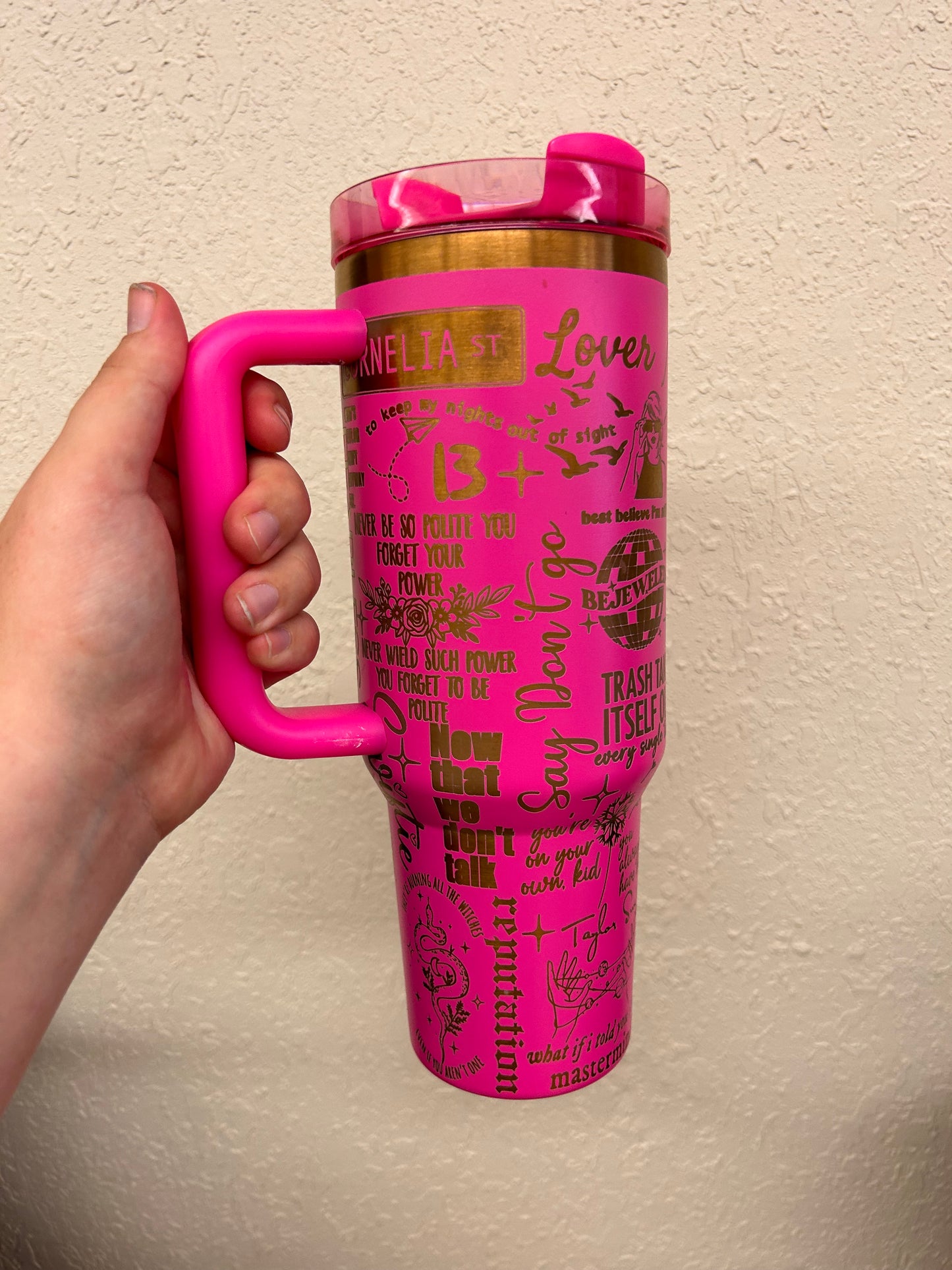 Pink Taylor swift 40oz cup