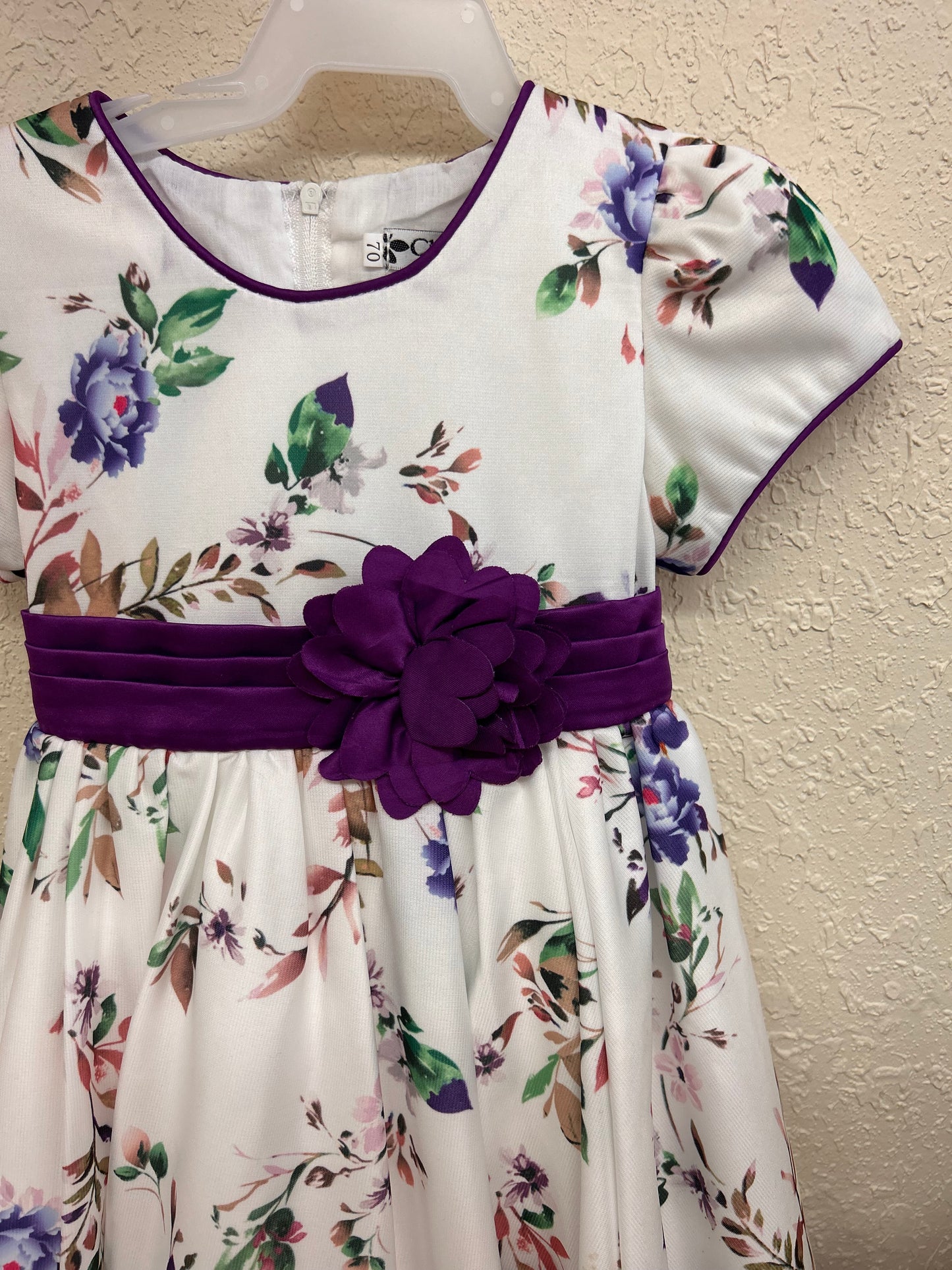 Cherry train 12m purple floral dress