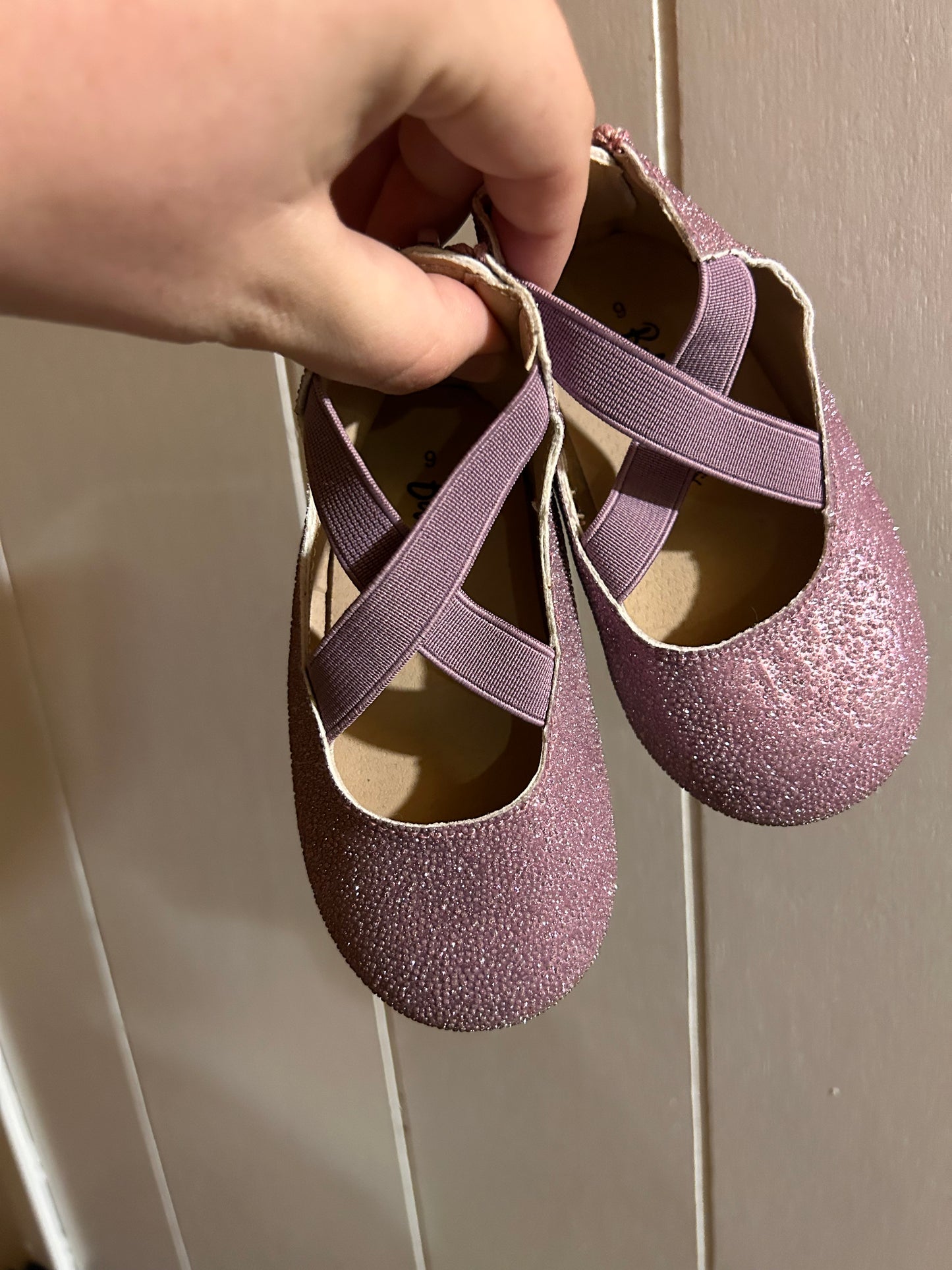 Beldam sole infant 6 purple glitter ballet shoes