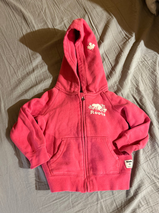 Roots 18/24m pink zip up hoodie