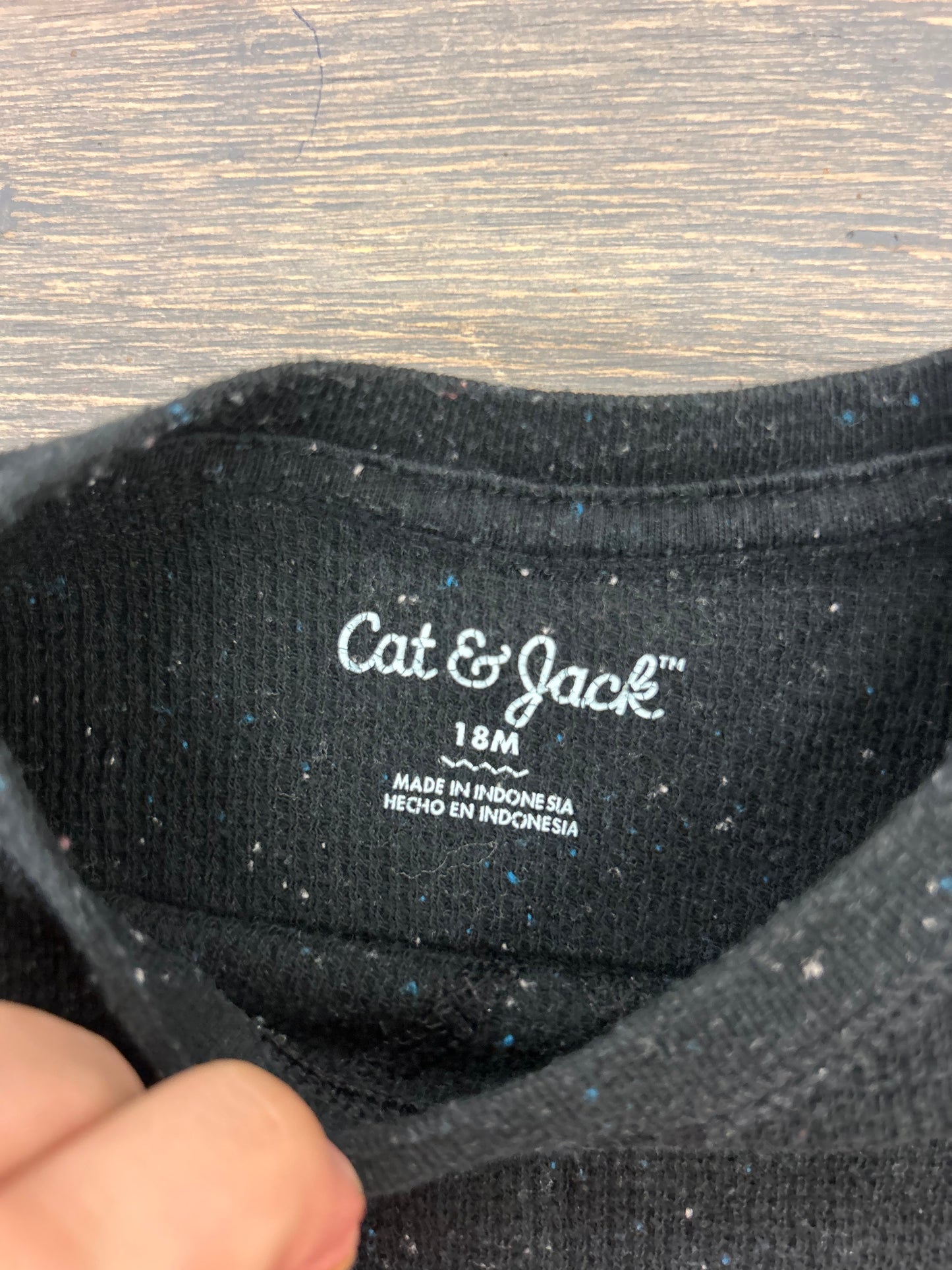 Cat & jack 18m black waffle knit top