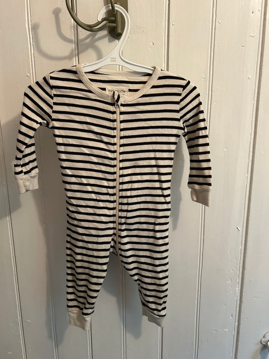 Mini mochie 3/6m black & white striped sleeper