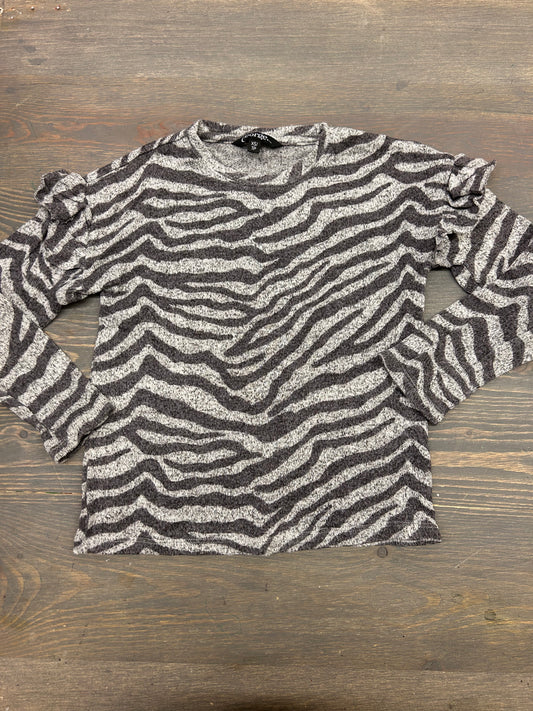 George xs zebra ruffle long sleeve shirt