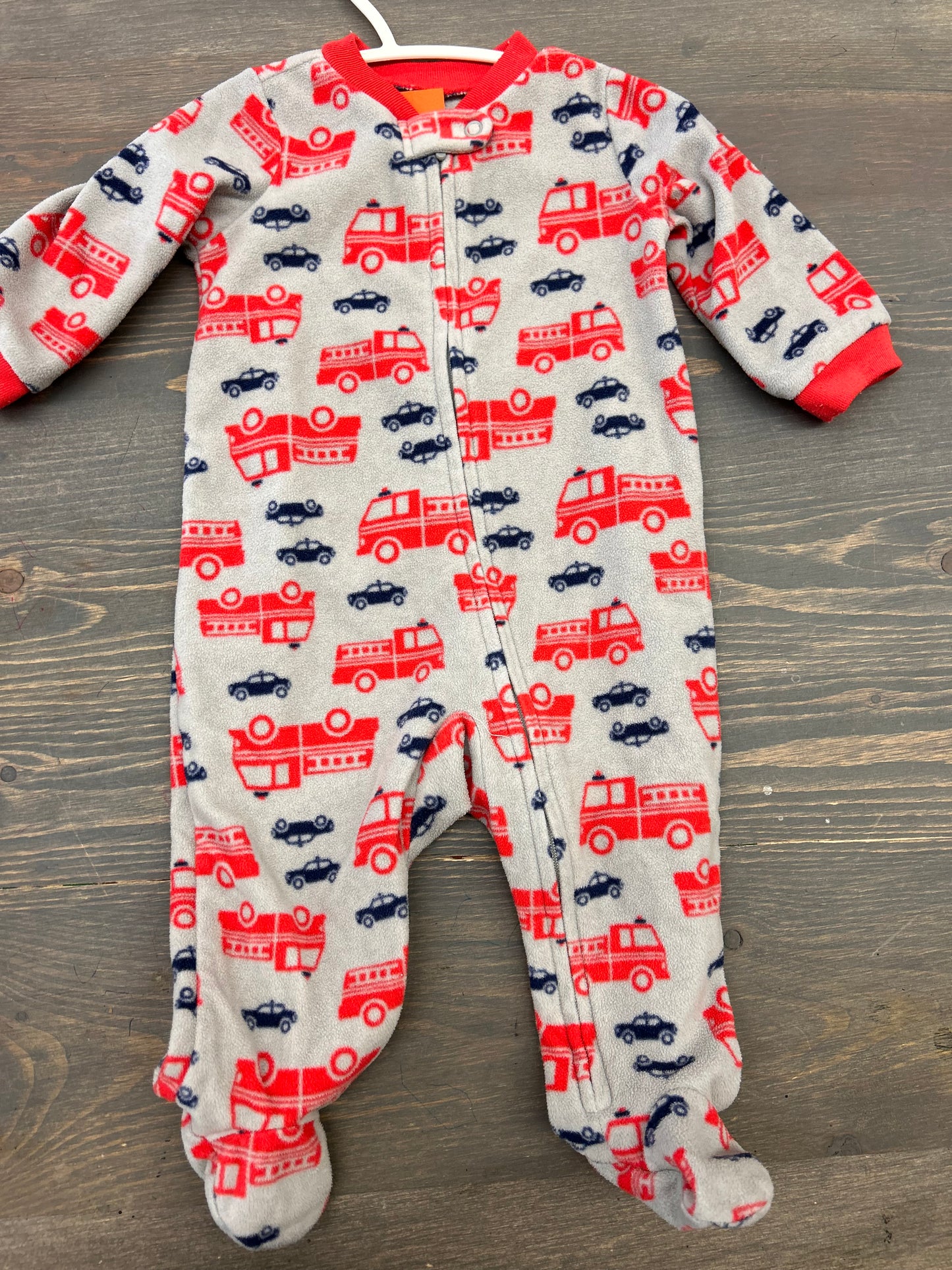 Carters 3/6m red firetruck fleece sleeper