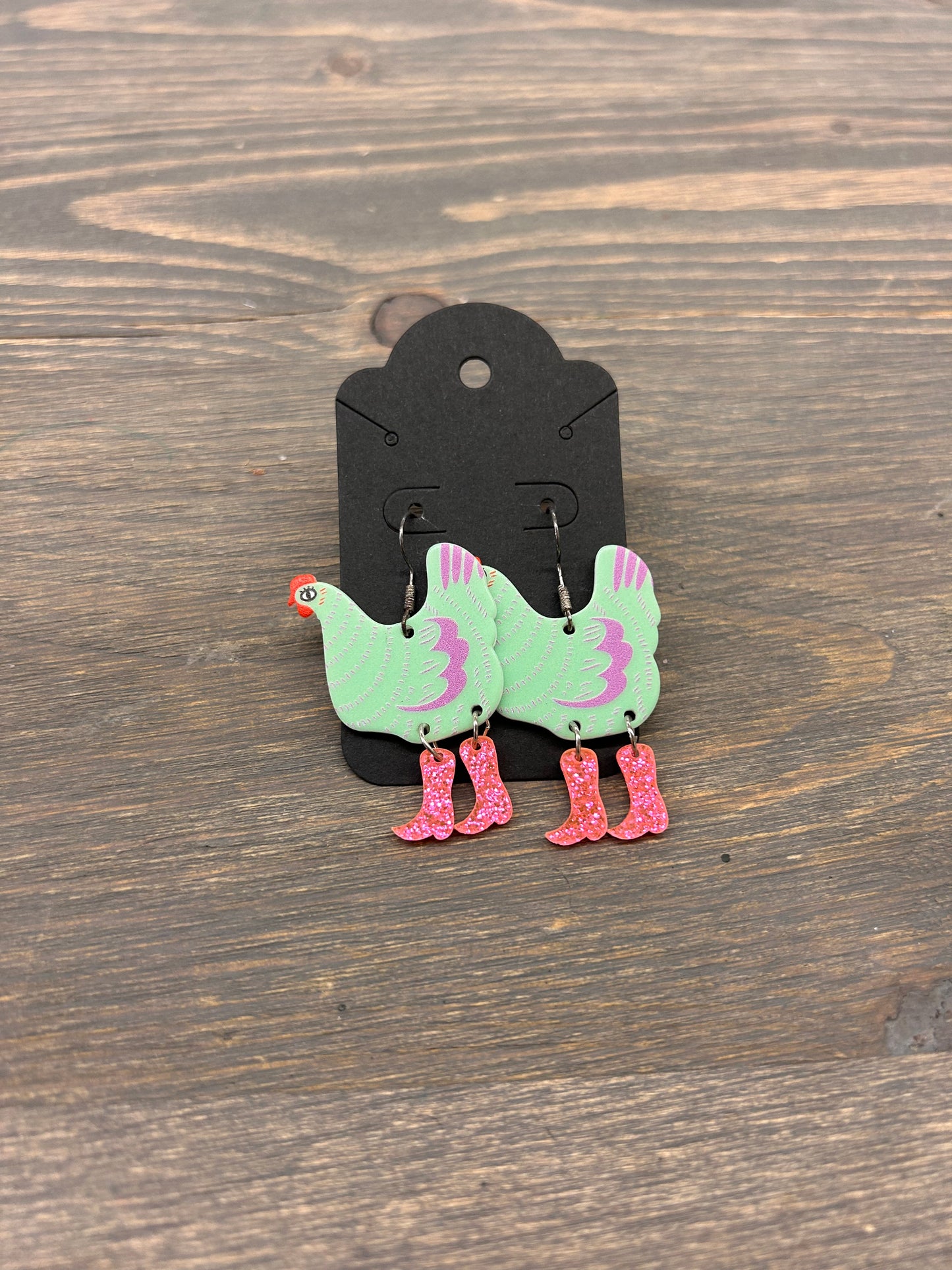 Western chicken earrings