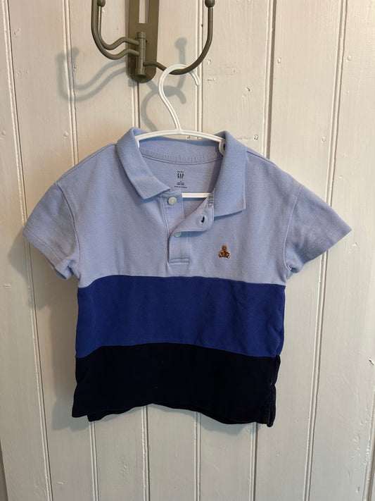 Gap 4t blue colourblock polo top
