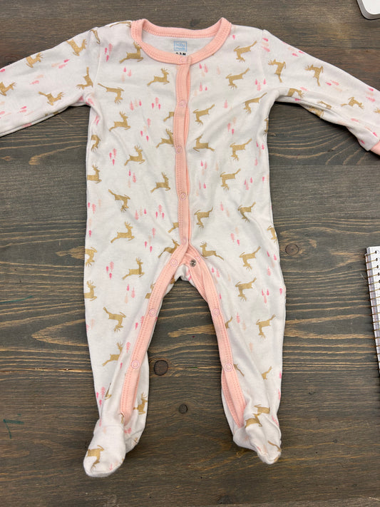 Baby modes 0/3m pink & gold reindeer sleeper