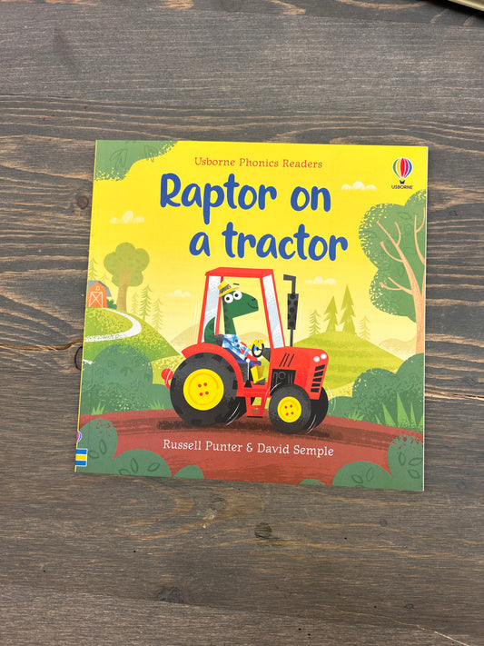 Usborne raptor on a tractor book