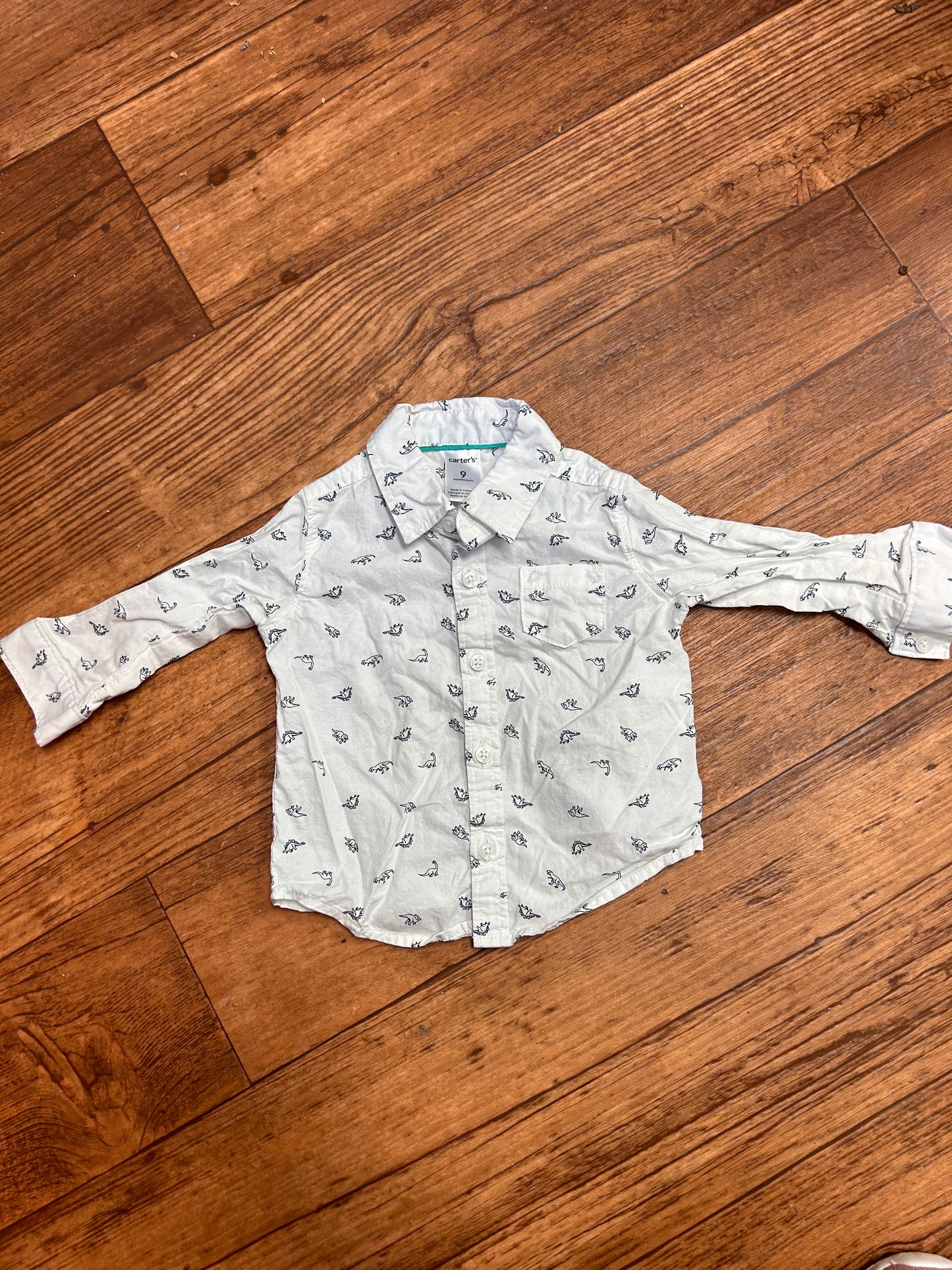 Carters 9m Dino button down shirt