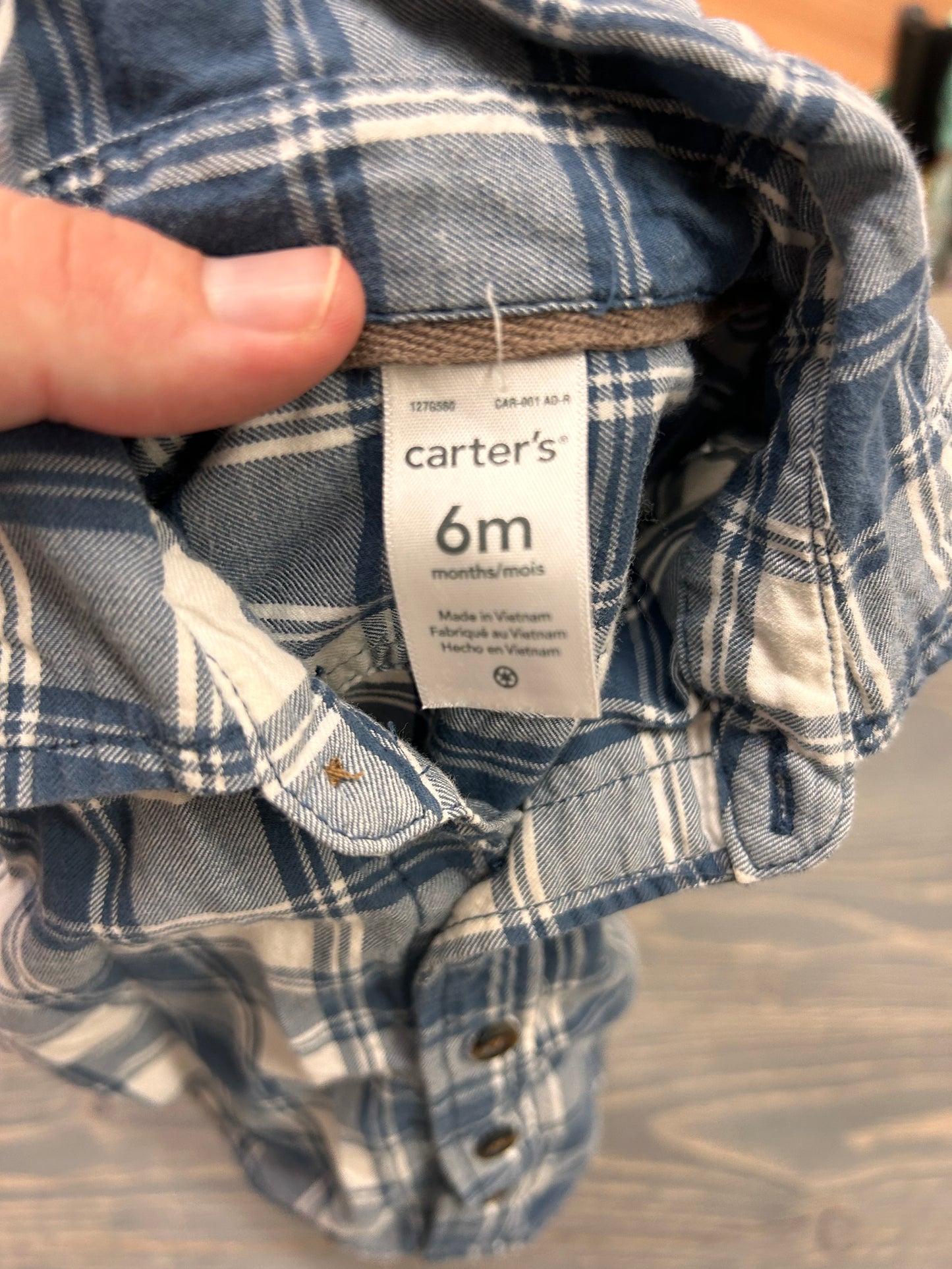 Carters 6m blue flannel