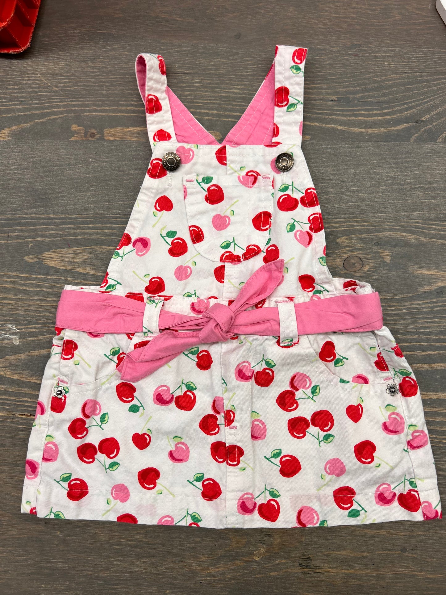George 6/12m Cherry skirted overalls