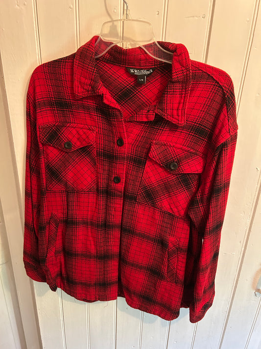 BC clothing large red plaid Shacket