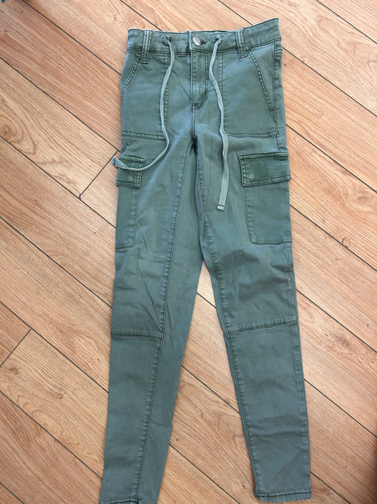 American eagle 0 green denim cargo style jeans