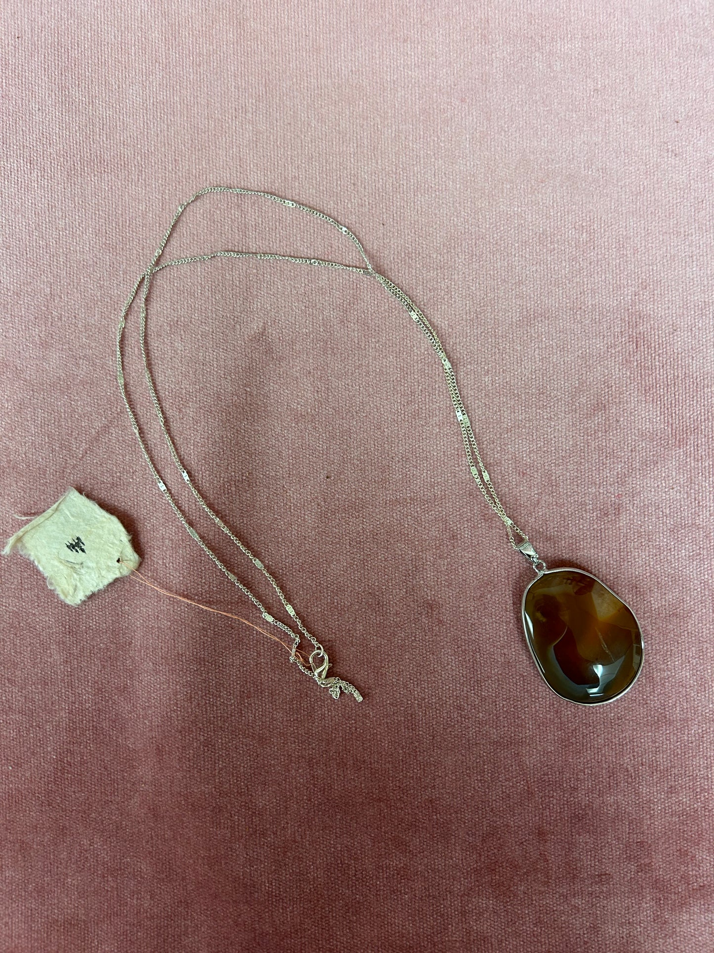 Oval brown gemstone necklace