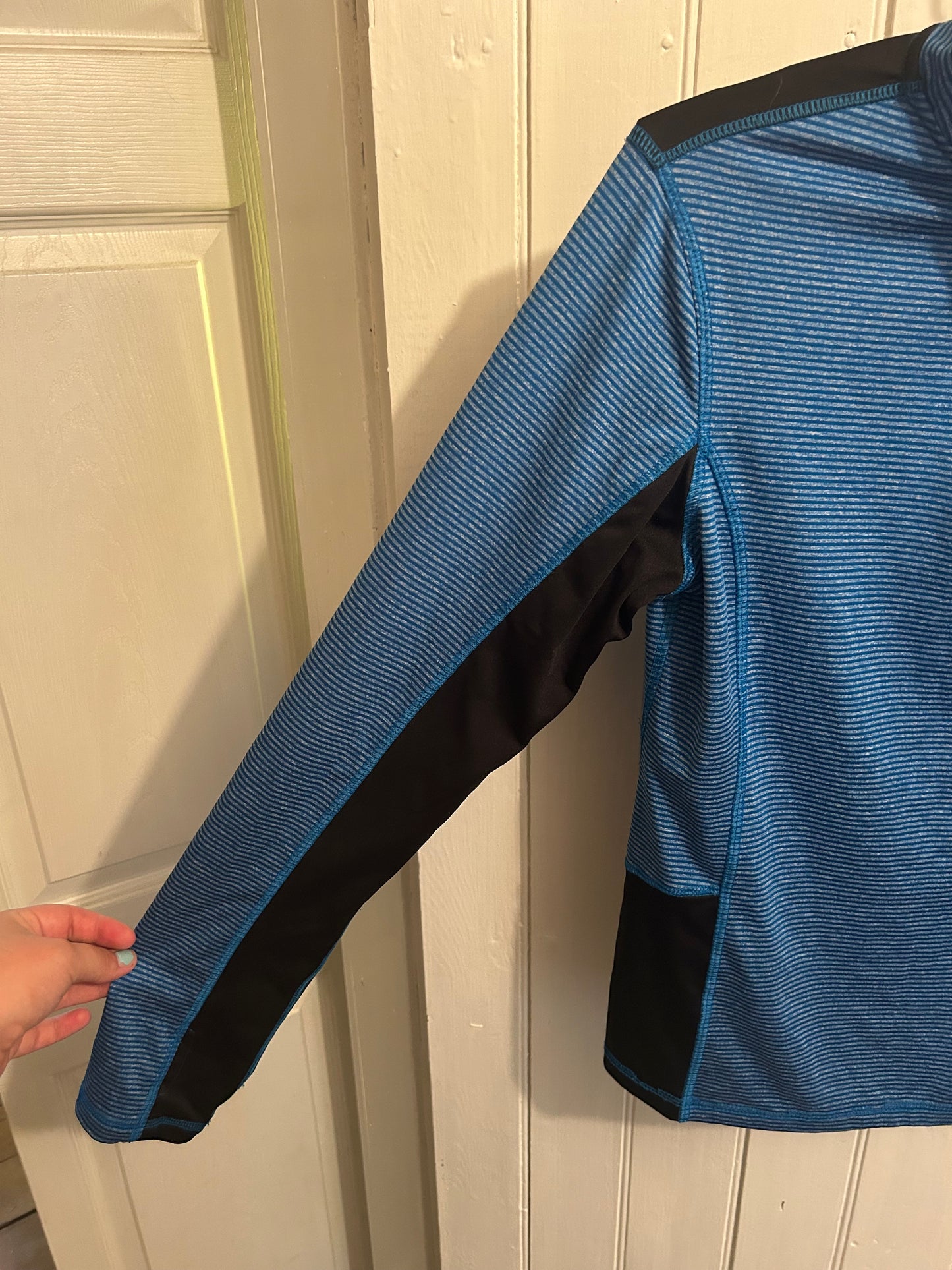 RBX small blue striped athletic quarter zip sweater