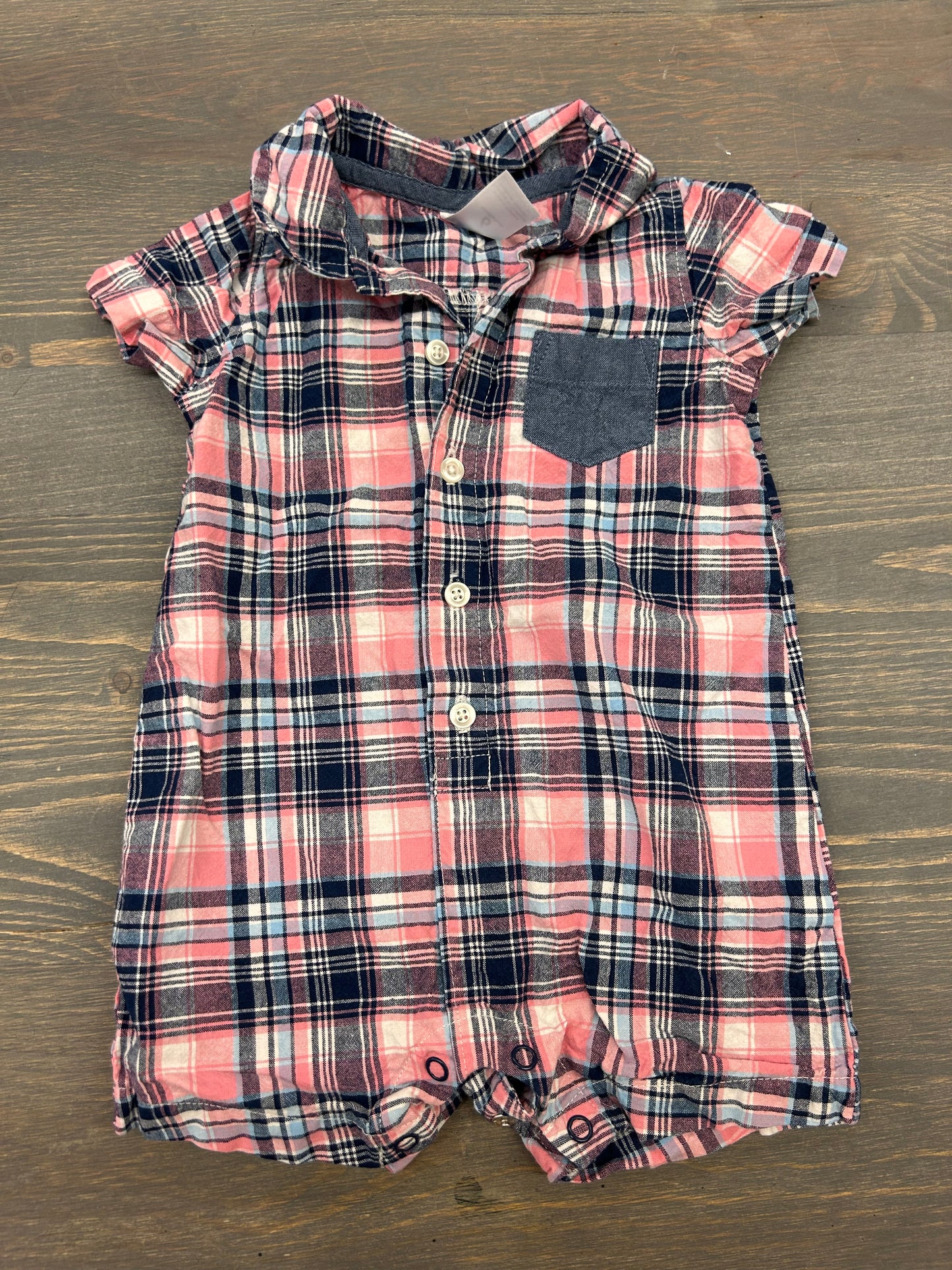 Carters 6m pink flannel romper