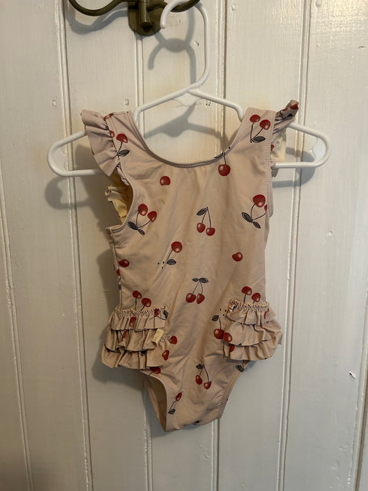 Petit Lem 6/12m tan cherry swimsuit