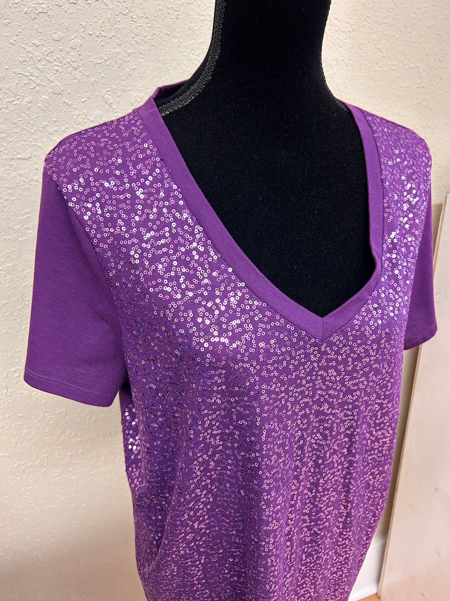 Addition Elle 2x purple sequin T-shirt