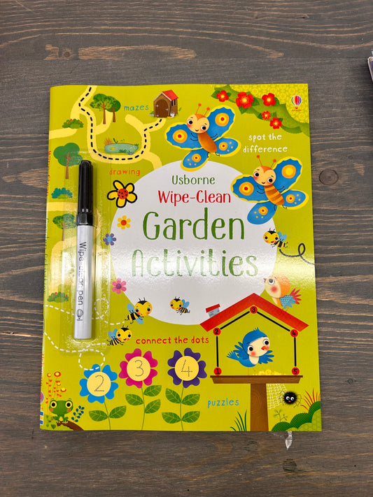 Wipe clean garden activity book