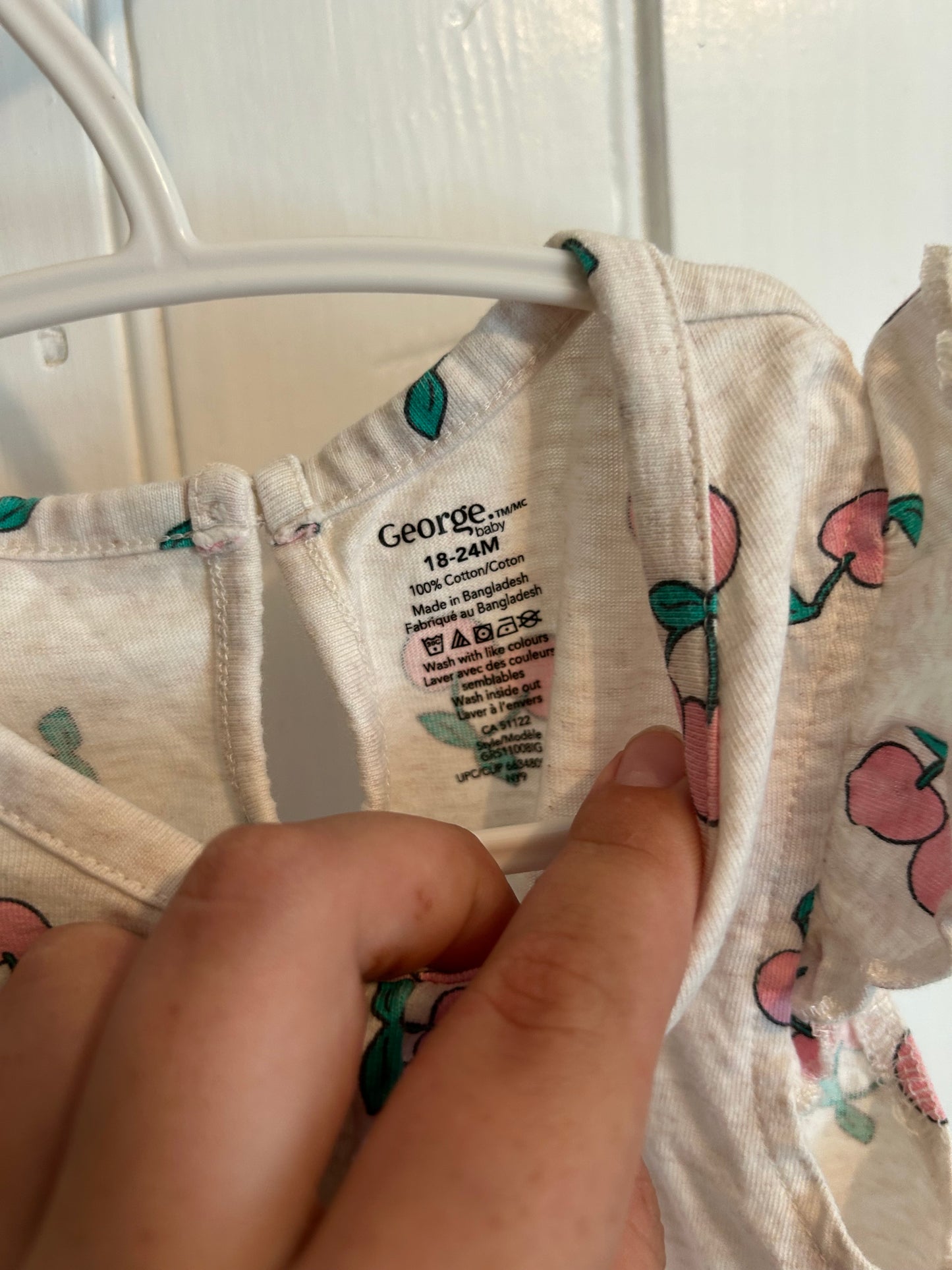 George 18/24m pink cherry romper