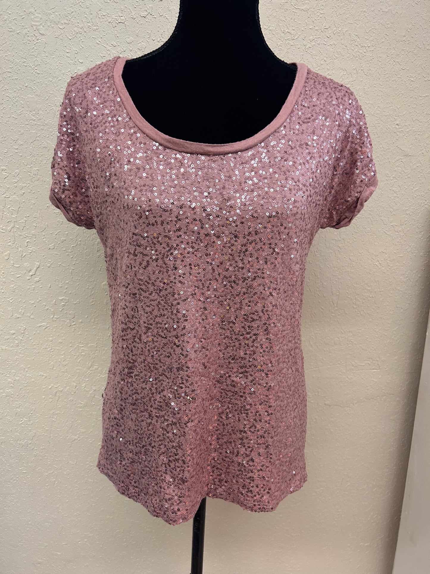 Dynamite large pink sequin tshirt blouse