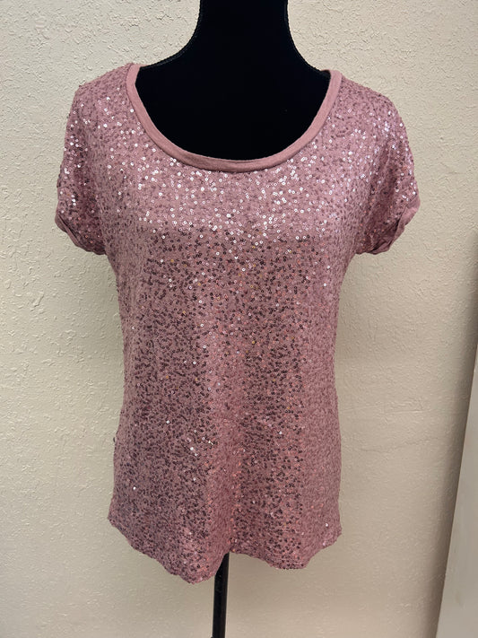 Dynamite large pink sequin tshirt blouse