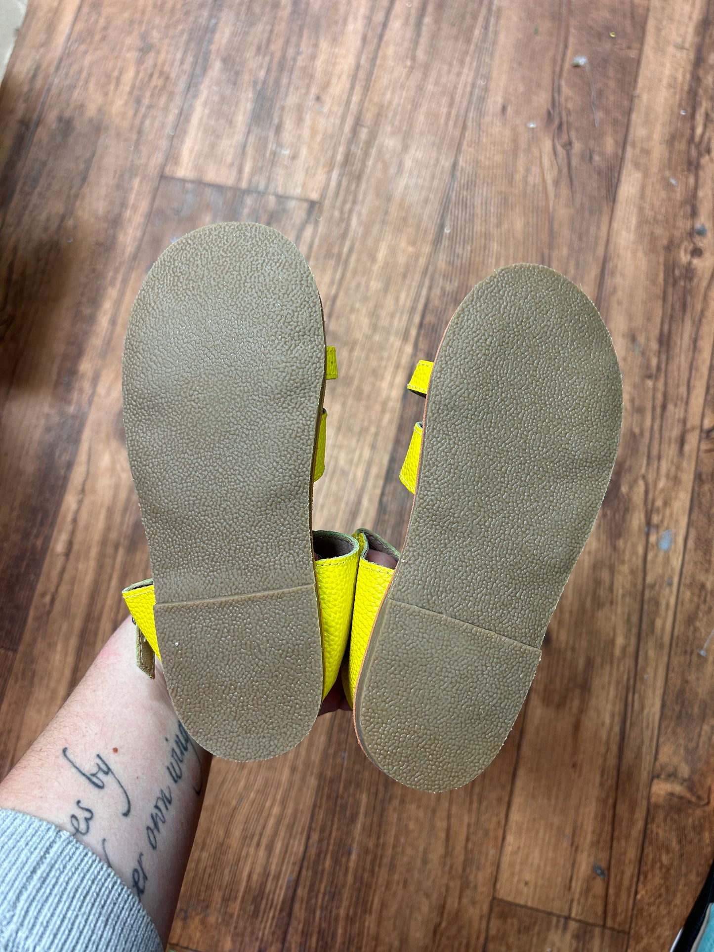 NEW west coast moccasins 13 neon yellow Sandals