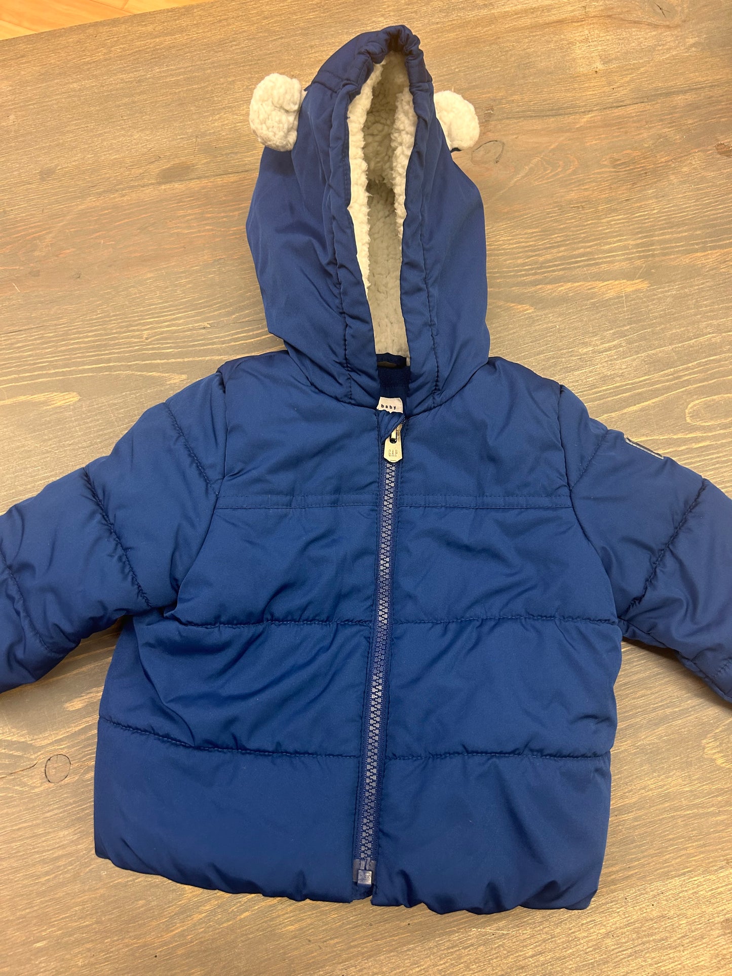 Gap 6/12m blue puffer coat