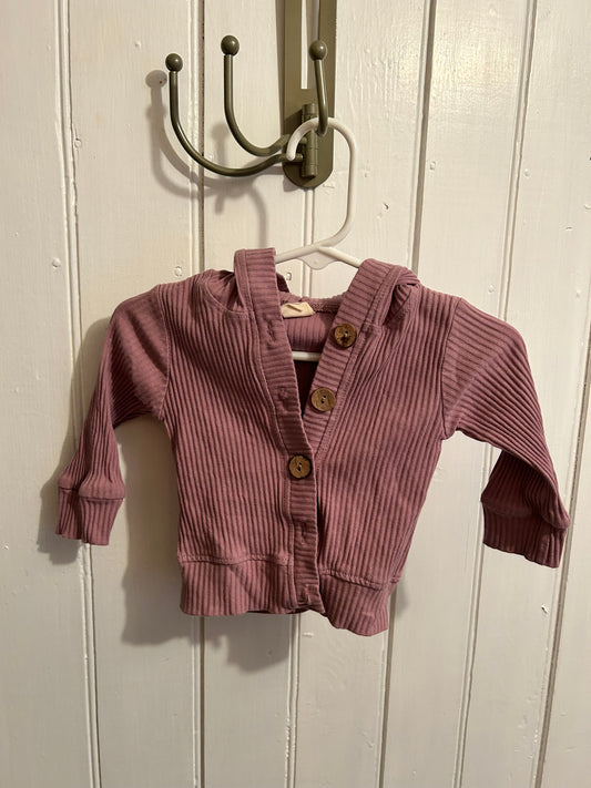 6m dusty pink ribbed cardigan