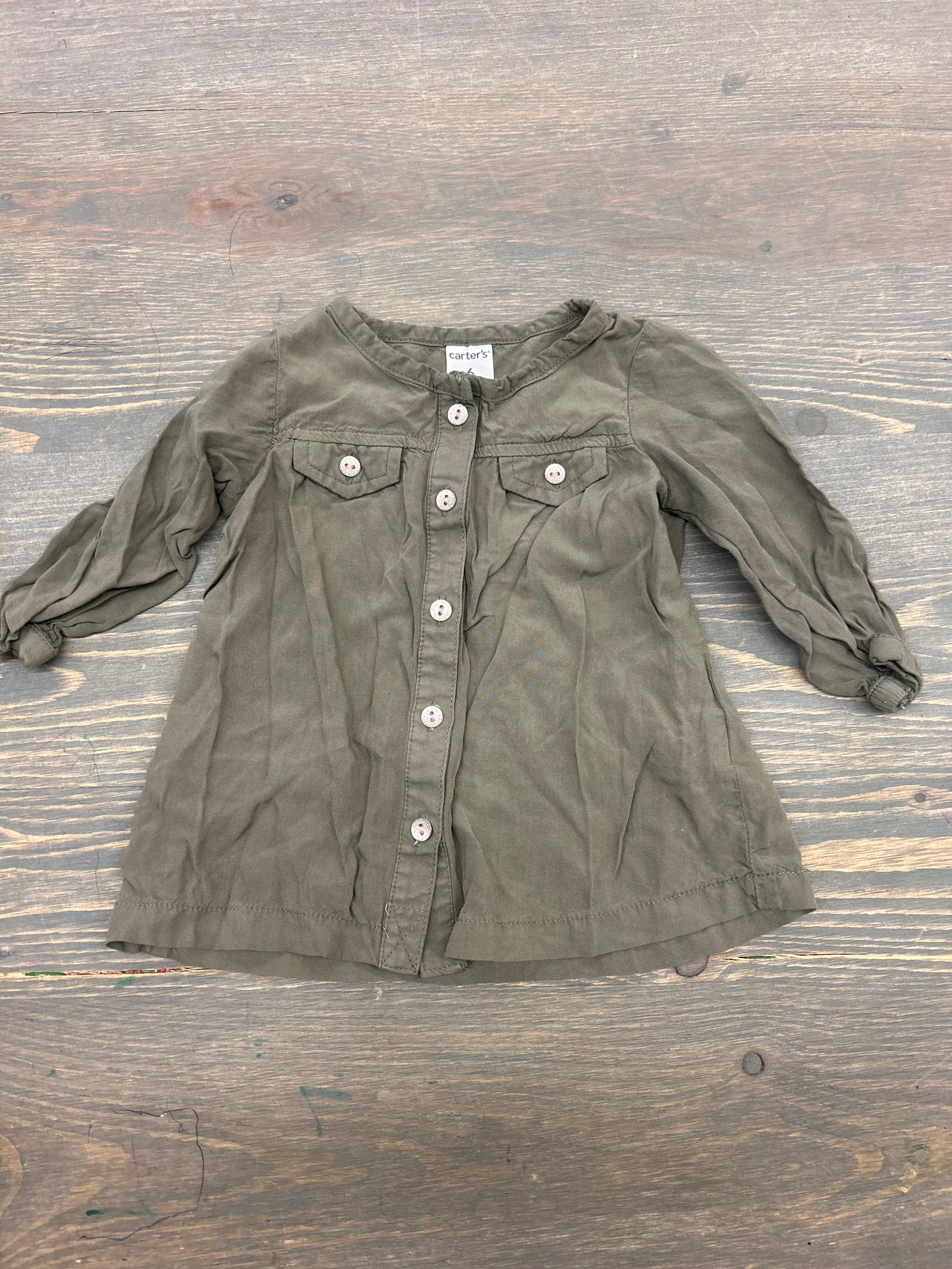 Carters 6m grey button down shirt