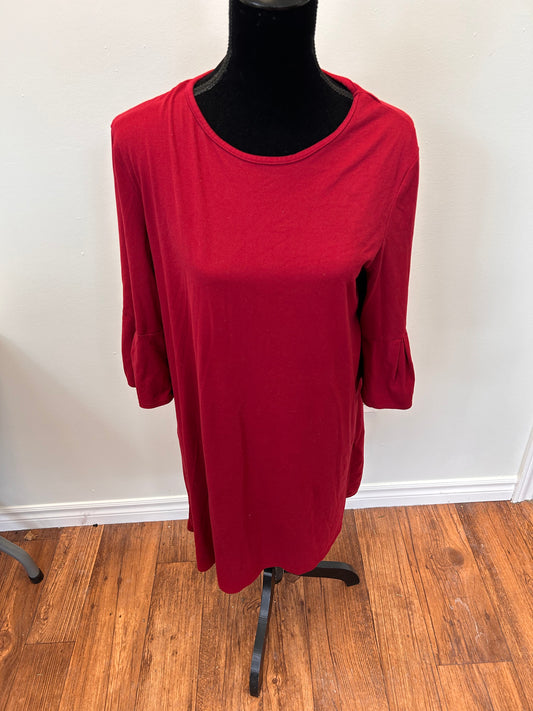 Lime & chili red Flare sleeve dress large