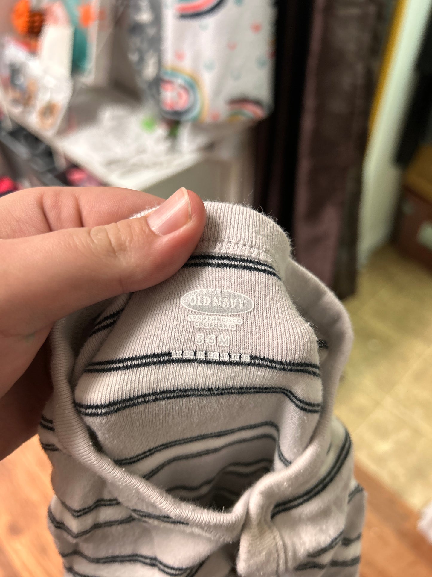 Old Navy 3/6m grey Striped Sleeper