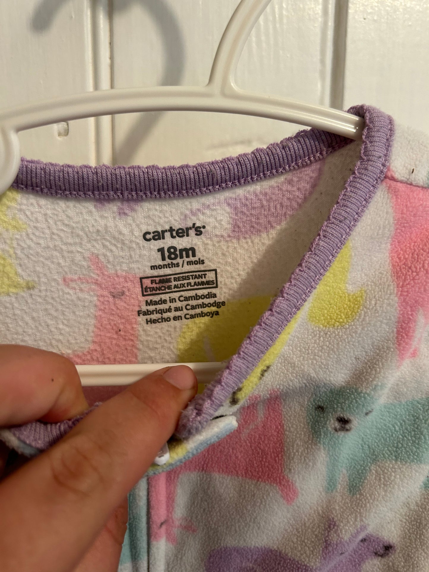 Carters 18m multicoloured animal fleece footless sleeper