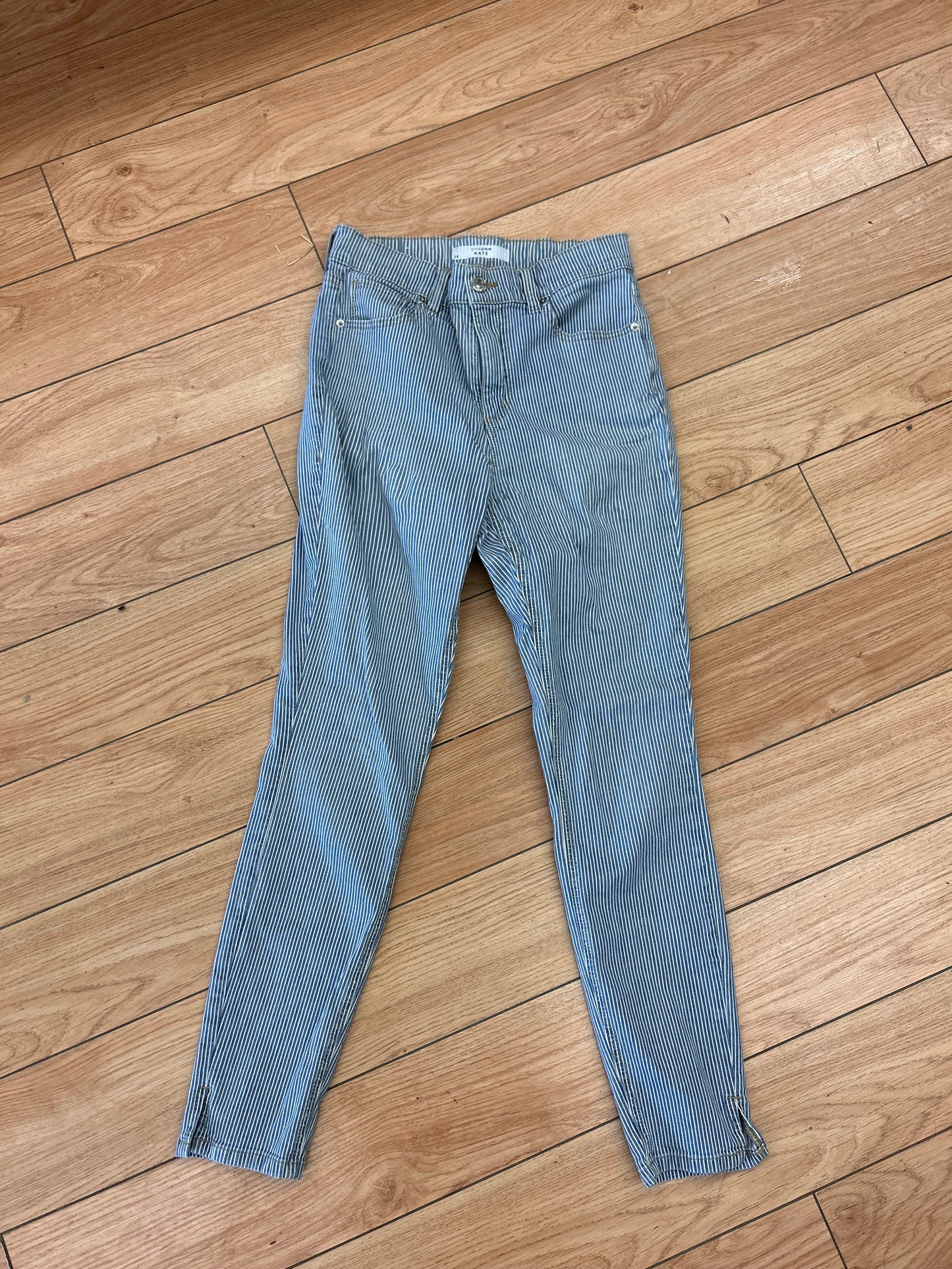DYNDNM Kate 28 blue & white striped skinny jeans